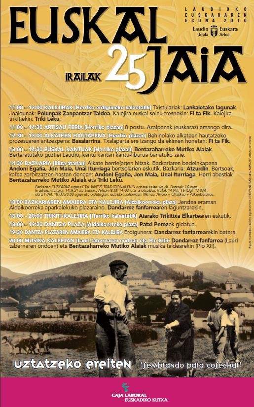"Uztatzeko ereiten" izango da irailaren 25ean ospatzekoa den Euskal Jaiaren leloa