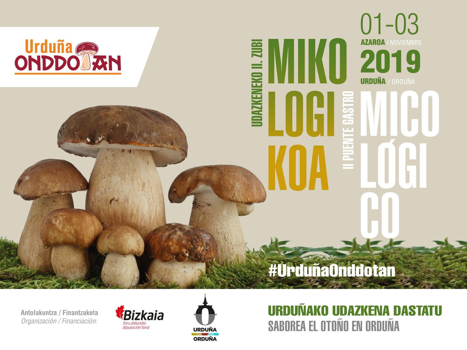 Urduña Onddotan' mikologia-asteburuaren 2. edizioa hartuko du hiriak