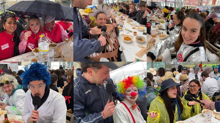 Laudioko jai-kuadrillen mozorroak ez daude euriari aurre egiteko prest