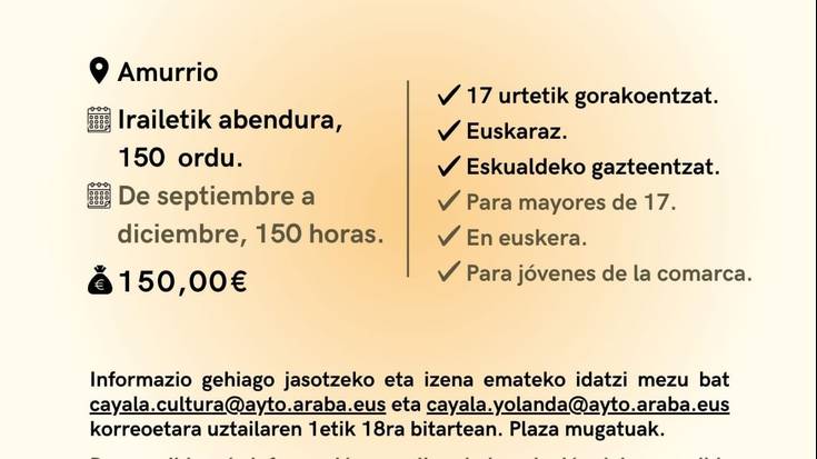 Aisialdiko begirale ikastaroan izena emateko azken eguna