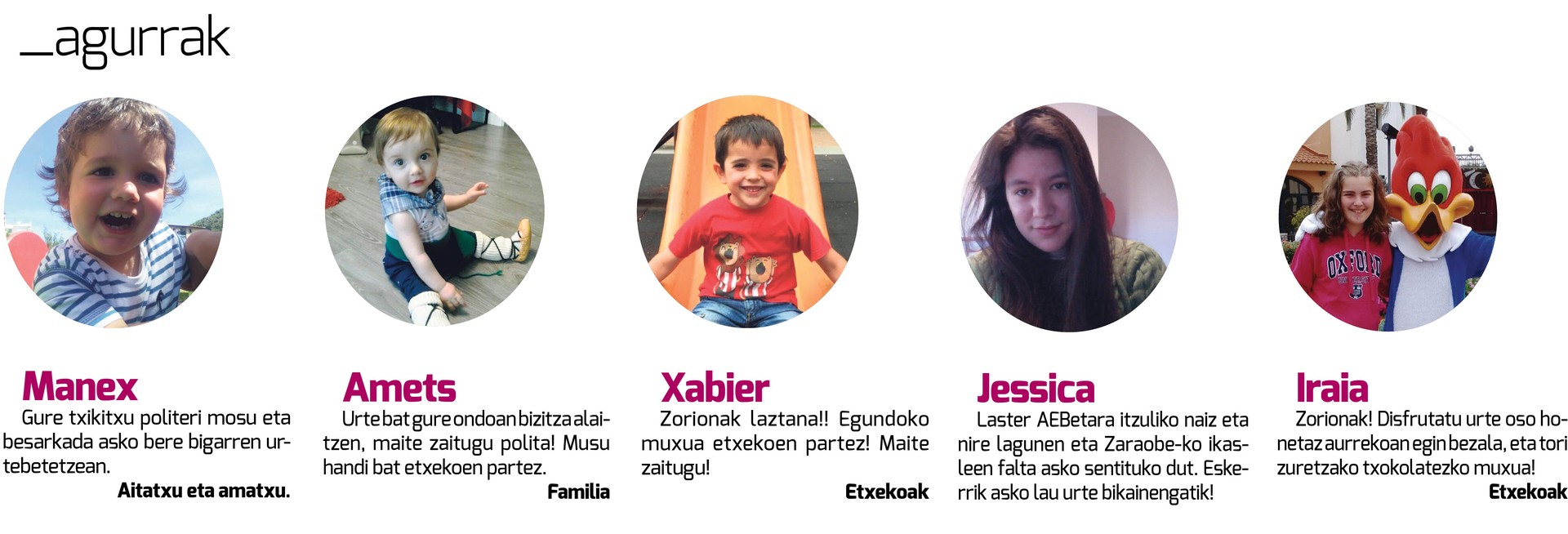 Egunkariaren 36. zenbakiko ZORION-AGURRAK