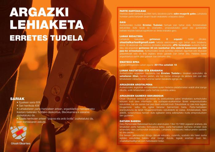 Erretes Tudelako argazki lehiaketa (parte hartzeko azken eguna)