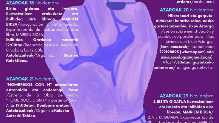 Hilerokoari eta gorputz aldaketei buruzko saioa, neska gazteei zuzendua