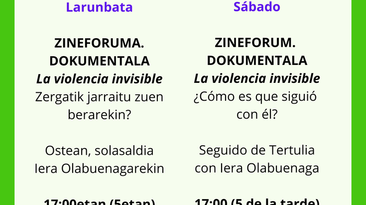 'La violencia invisible' dokumentalaren proiekzioa