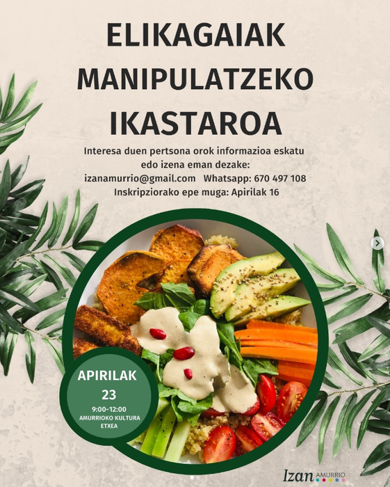 Elikagaiak manipulatzeko ikastaroa