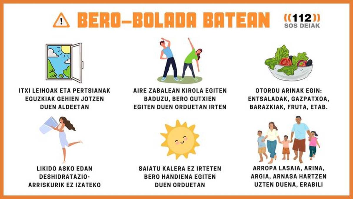 Eusko Jaurlaritzak alerta laranja ezarri du igande honetan tenperatura oso altuengatik eta Araban baso-suteak izateko arriskuagatik