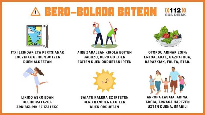 Eusko Jaurlaritzak alerta laranja ezarri du igande honetan tenperatura oso altuengatik eta Araban baso-suteak izateko arriskuagatik