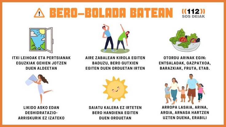 Eusko Jaurlaritzak alerta laranja ezarri du igande honetan tenperatura oso altuengatik eta Araban baso-suteak izateko arriskuagatik