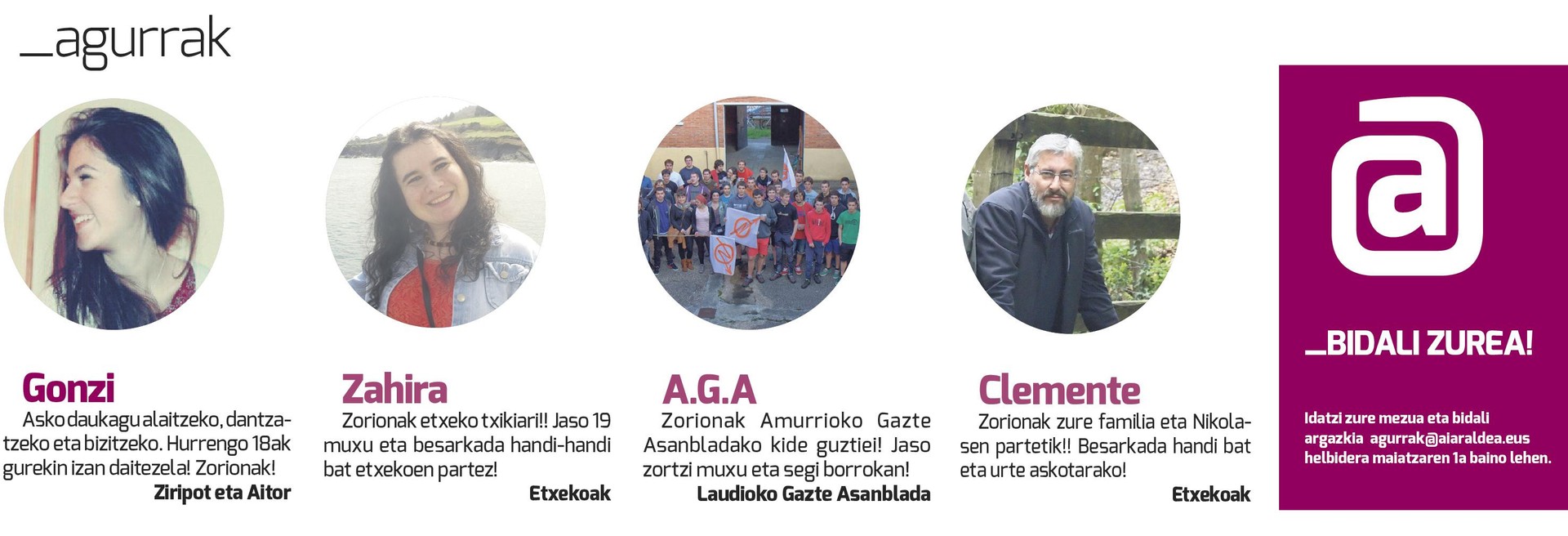 Egunkariaren 32. zenbakiko ZORION-AGURRAK