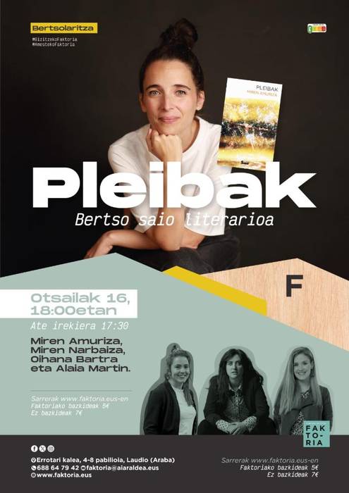 'Pleibak' liburu aurkezpena, bertso saio literarioa