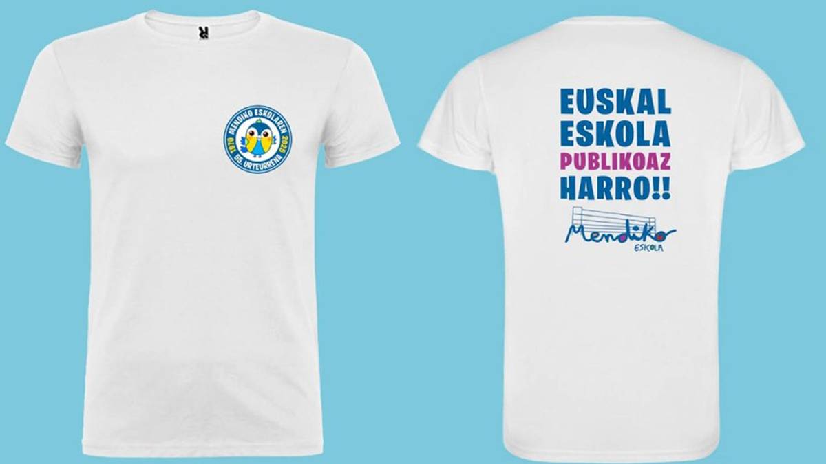 Mendiko Eskolaren 55. urteurrenea ospatzeko kamisetak jarriko dituzte salgai