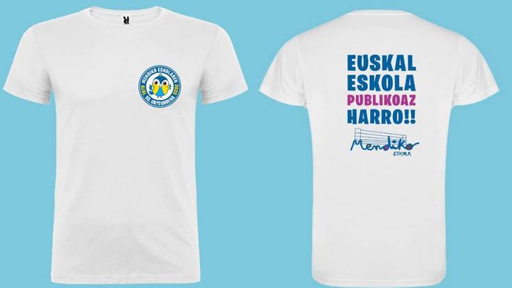 Mendiko Eskolaren 55. urteurrenea ospatzeko kamisetak jarriko dituzte salgai