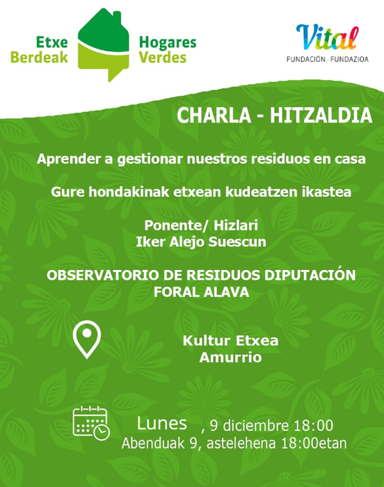 Hondakinak etxean kudeatzen ikasteko hitzaldia