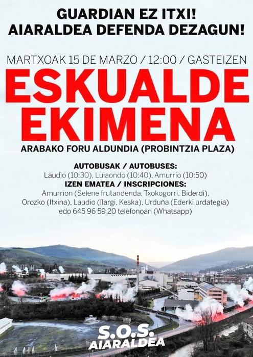 'Guardian ez itxi! Aiaraldea defenda dezagun' eskualdeko ekimena Gasteizen
