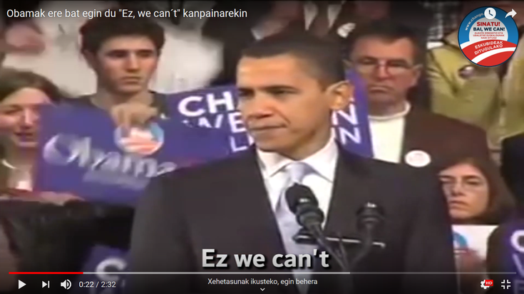 Obamak ere bat egin du "Ez We Can´t" kanpainarekin