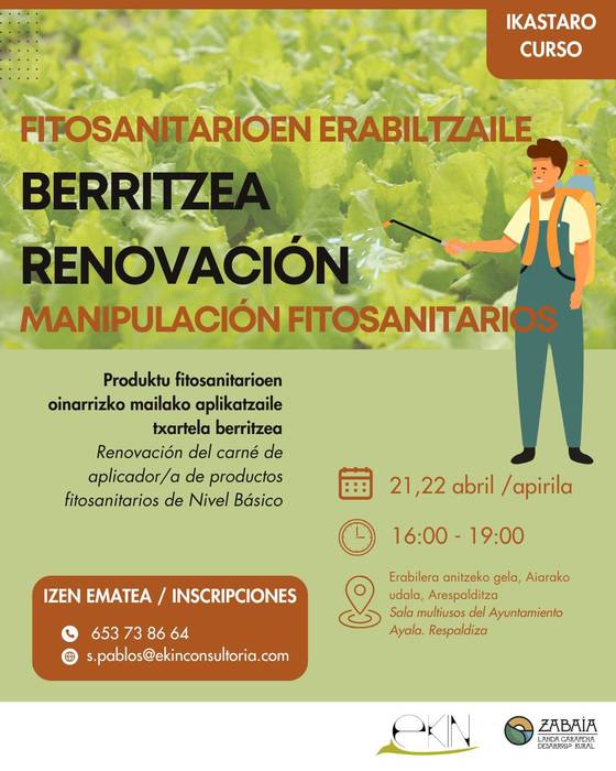 Tailerra: Produktu fitosanitarioen aplikatzaile txartela berritzea