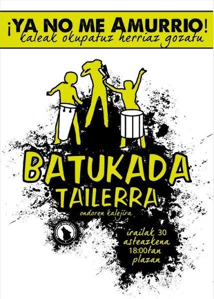 "Kaleak okupatuz herriaz gozatu" lemapean batukada tailerra egingo du gaur Gazte Asanbladak