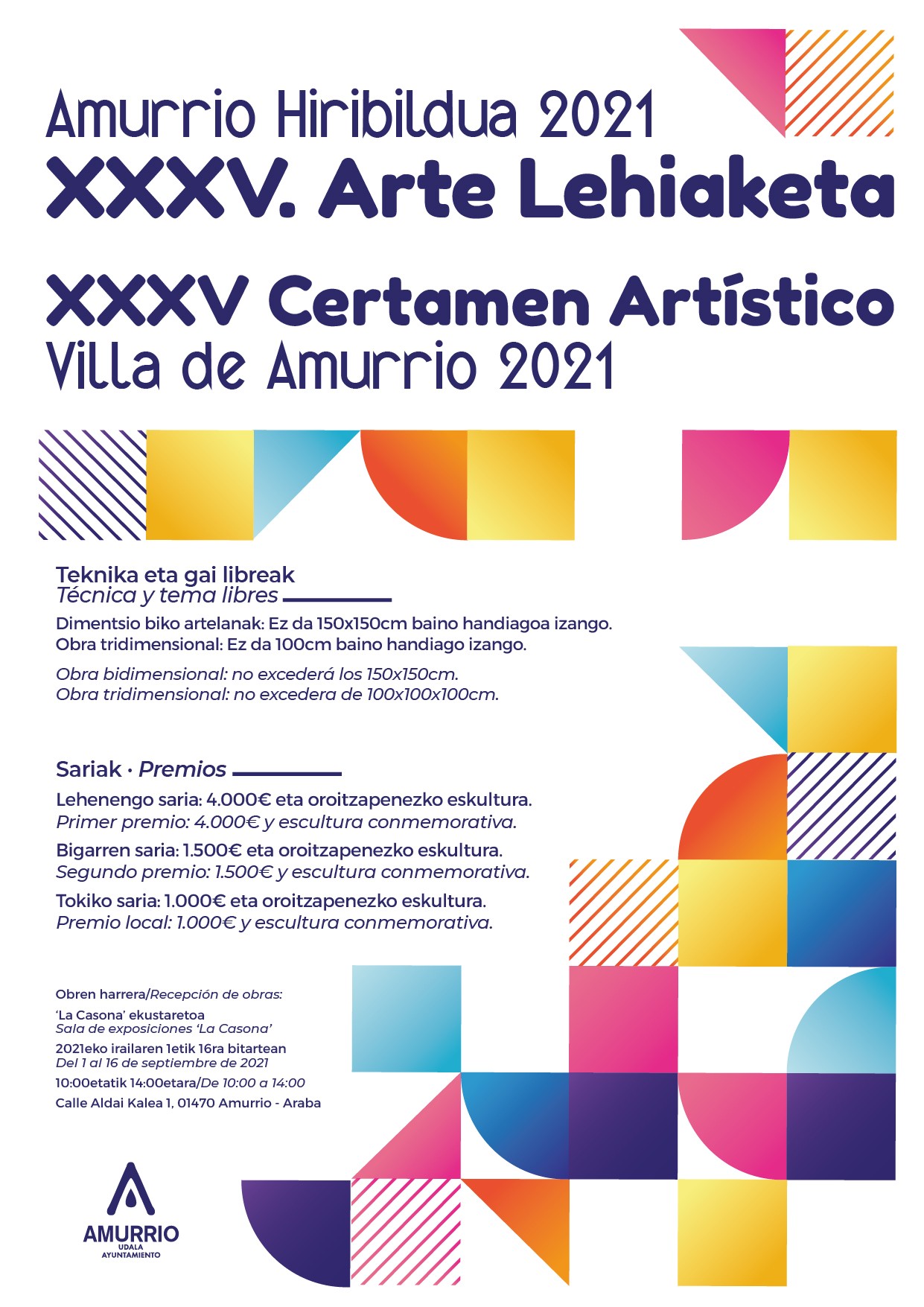 Amurrioko Udalak 2021eko "Amurrio Hiribildua" XXXV. lehiaketa artistikoa deitu du