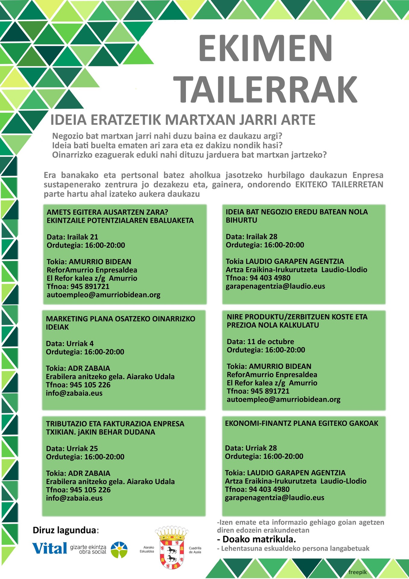 Ekintzaileentzako beste 6 tailer emango dira gure eskualdean irailean eta urrian
