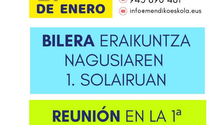 Bilera informatiboa eta ate irekiak Mendiko Eskolan