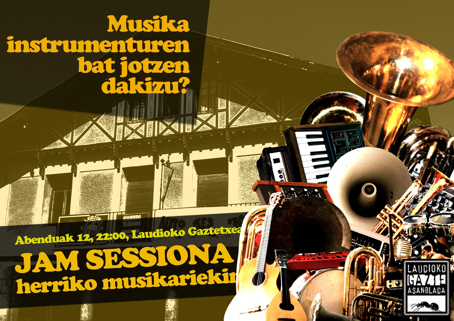 Larunbatean JAM SESSIONa Gaztetxean herriko musikariekin!