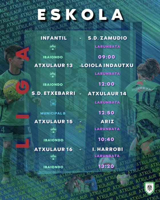 Atxulaurren asteburuko eskola futbol partiduak