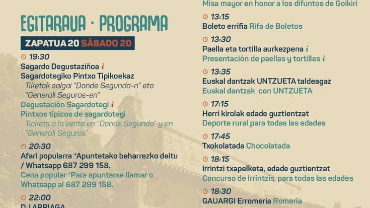 Goikiriko Kofradi eguna: Zapatua