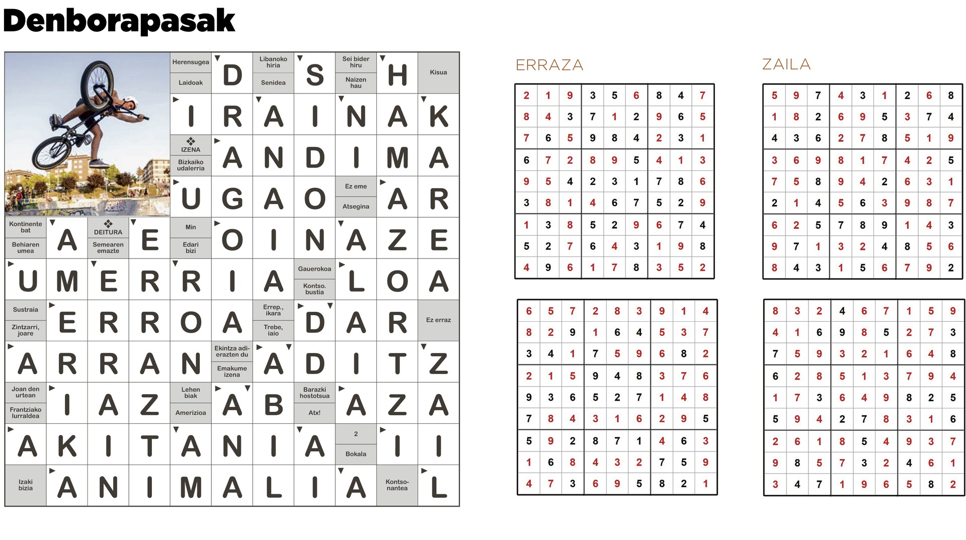 Aiaraldea Hemen hamabostekariaren 76. zenbakiko DENBORAPASEN SOLUZIOAK