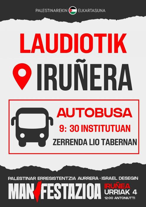 Palestinaren aldeko manifestaziora joateko autobusa