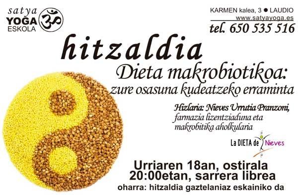 Makrobiotikari buruzko hitzaldia eskainiko du Nieves Urrutiak 