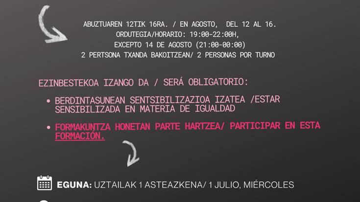 Amurrioko Udalak lan-eskaintza zabaldu du BerHeziren bidez herriko jaietan Puntu Morea jartzeko