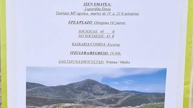 Txarlazo mendi taldearen irteera