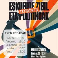 "Jaurlaritzaren kriminalizazioaren aurrean, eskubide zibil eta politikoak defendatu" mobilizaziora joateko tren kedadak