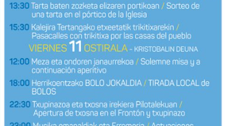 Tertangako jaiak: Igandea