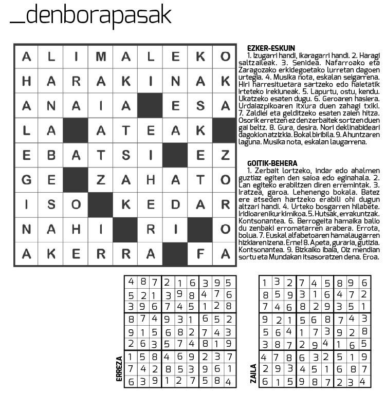 Egunkariaren 18. aleko denborapasen emaitzak