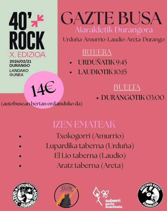 40 Minutu Rock jaialdira joateko autobusa