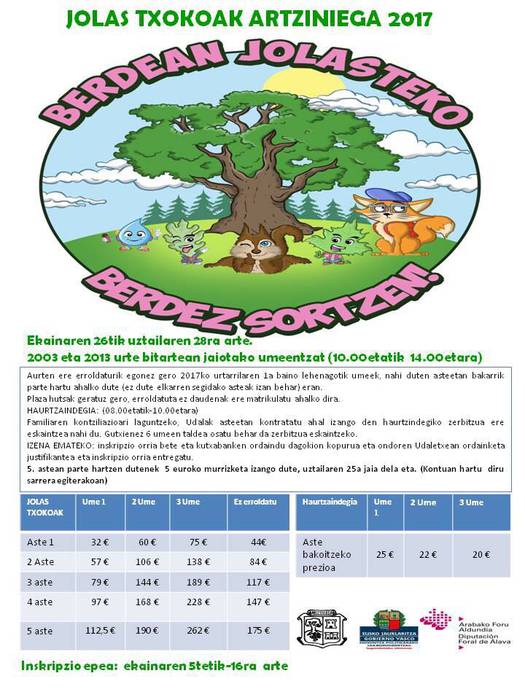 Jolas txokoetan izena emateko azken eguna
