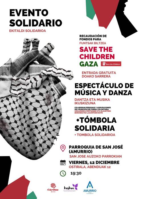 Abenduaren 12an, ekitaldi solidarioa Amurrion Gazako haurrei laguntzeko