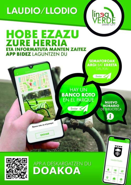 Laudioko Udalak Linea Berdea APP-aren bidez jakinarazitako gorabeheren %75 baino gehiago ebatzi ditu