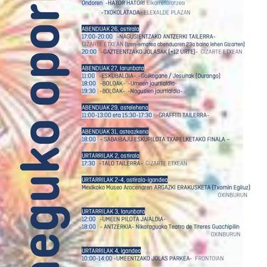 Neguko oporretako egitaraua Arrankudiaga-Zollon