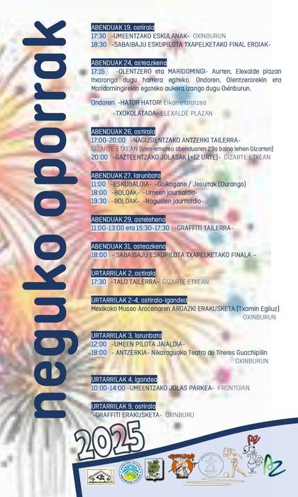 Neguko oporretako egitaraua Arrankudiaga-Zollon