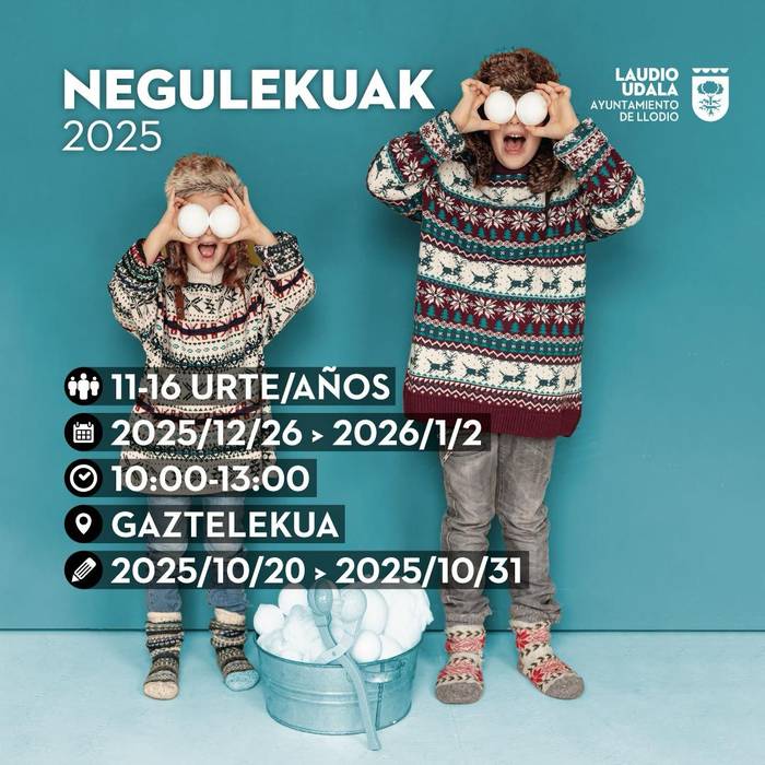 Laudioko gazteek Negulekuak aisialdi- programa eskura izango dute berriro neguko oporretan