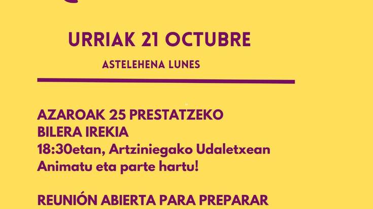 Azaroak 25 prestatzeko bilera irekia