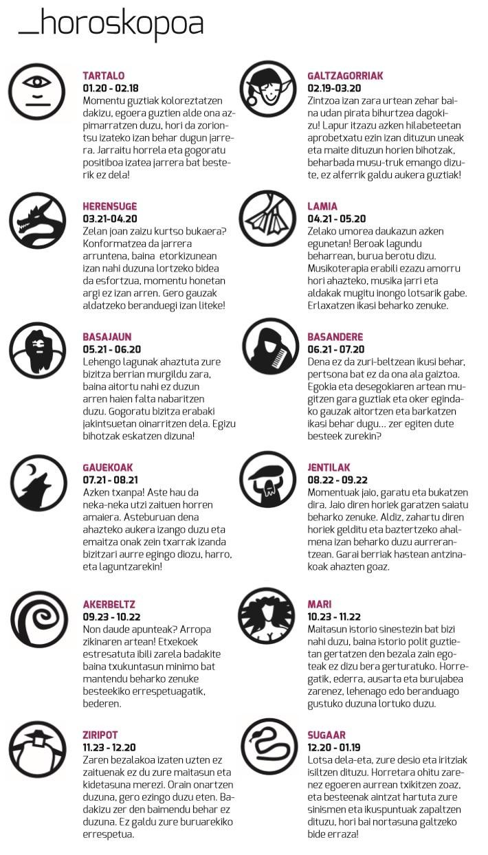Aiaraldea Egunkariaren 54. zenbakiko HOROSKOPOA