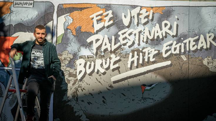 Palestinaren aldeko aldarria dakar Kulturlaben mural berriak, Aimar Gutierrezen eskutik