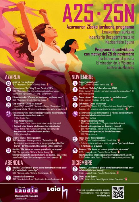 Indarkeria matxista desagerrarazteko konpromisoa berretsi du Laudiok azaroaren 25erako antolatutako programarekin