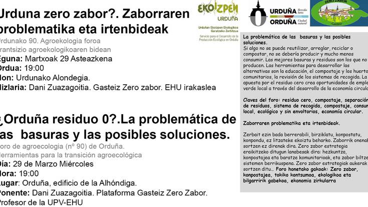 "Urduña zero zabor? Zaborraren problematika eta irtenbideak"