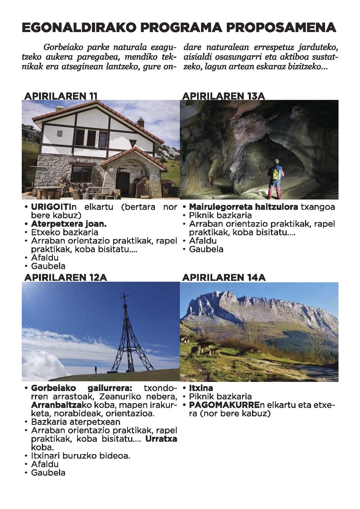 Laudio Ikastolak 4 eguneko egonaldia antolatu du Gorbeian udaberriko oporretako astegunetarako