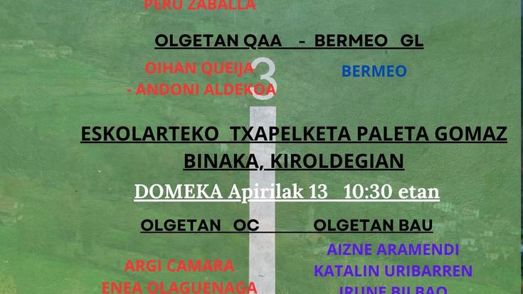 Eskolarteko Txapelketa Esku Pilota Binaka