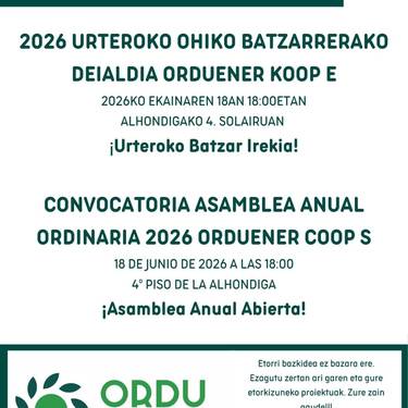 Orduenerren urteroko batzar irekia